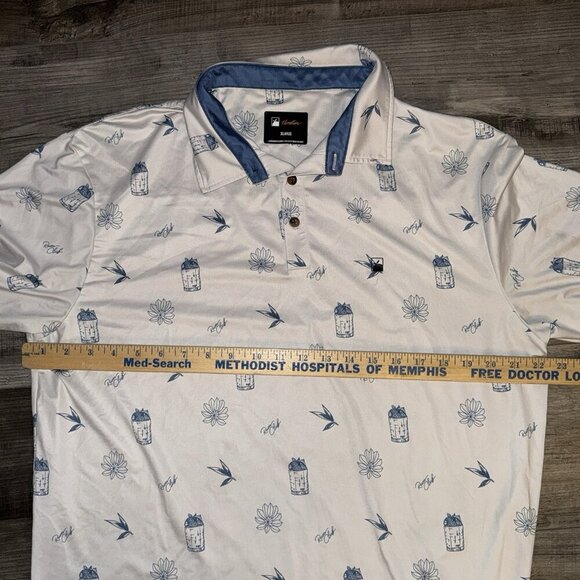 Flomotion Golf Polo Rum Club All Over Print Shirt Sz XLARGE Performance - Picture 7 of 8